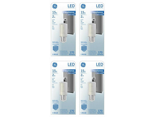 (case of 4) GE 29039 LED2T7 E17 -OT  LED light bulb, T7 shape, warm white, 15 watt equivalent, LED appliance bulb