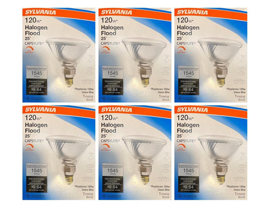 (case of 6) Sylvania Halogen Flood 120 watt Capsylite Brilliant PAR38 Floodlight